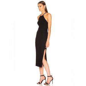 The Range Black Ribbed Halter Midi Dress